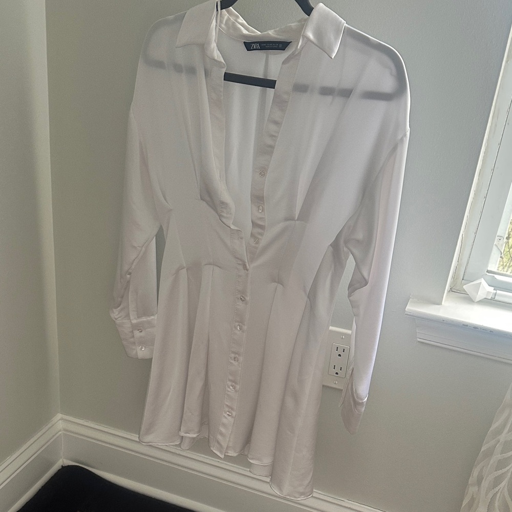 Zara Ivory Long-Sleeve Shirt